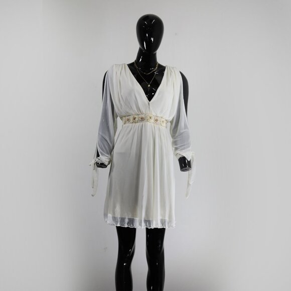 River Island Elegant Ivory Mini Dress with Gold Embellishment - Picture 1 of 6